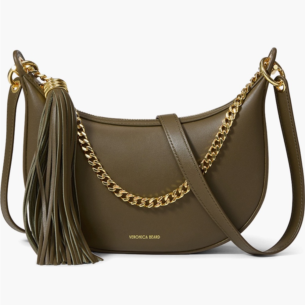 VERONICA BEARD Small Fortune Leather Shoulder Bag in Cypress NWOT